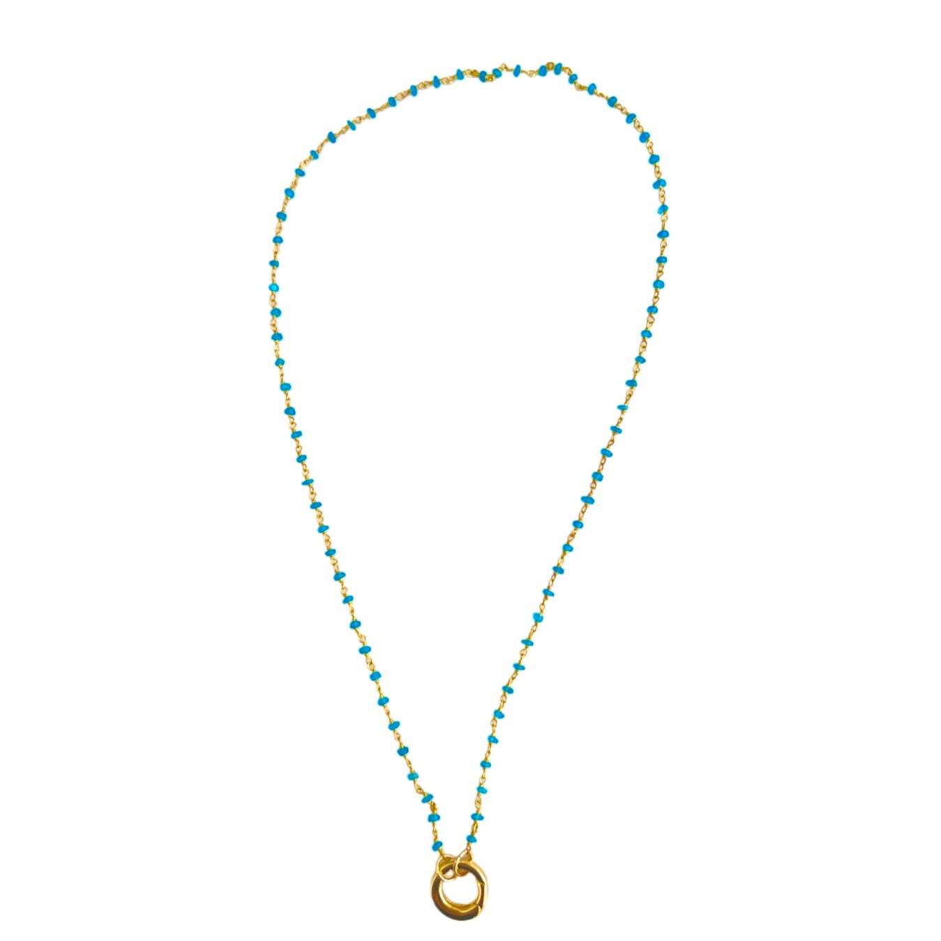 Blue Beaded Gold-Filled Chain Necklace
