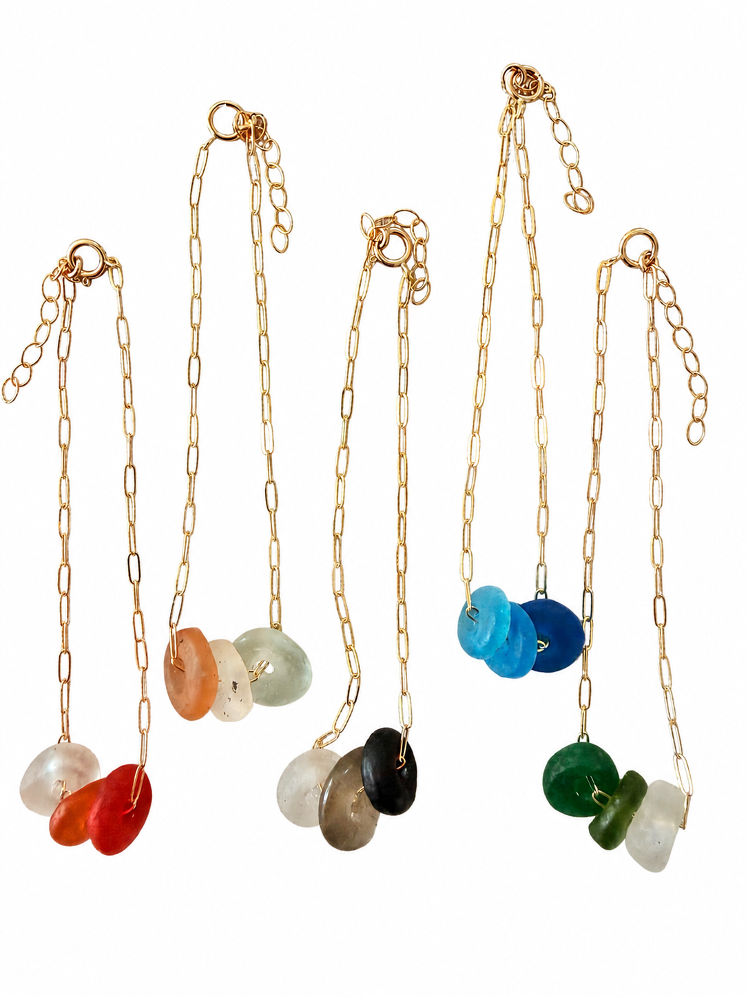 Recycled Glass Gold Filled Paperclip Chain Bracelet
