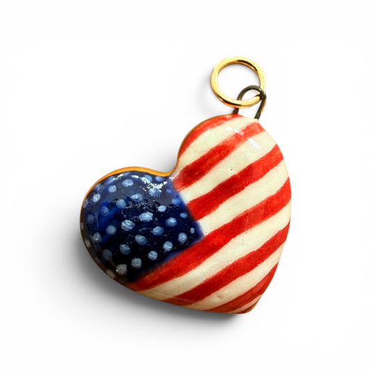 American Flag Heart Charm
