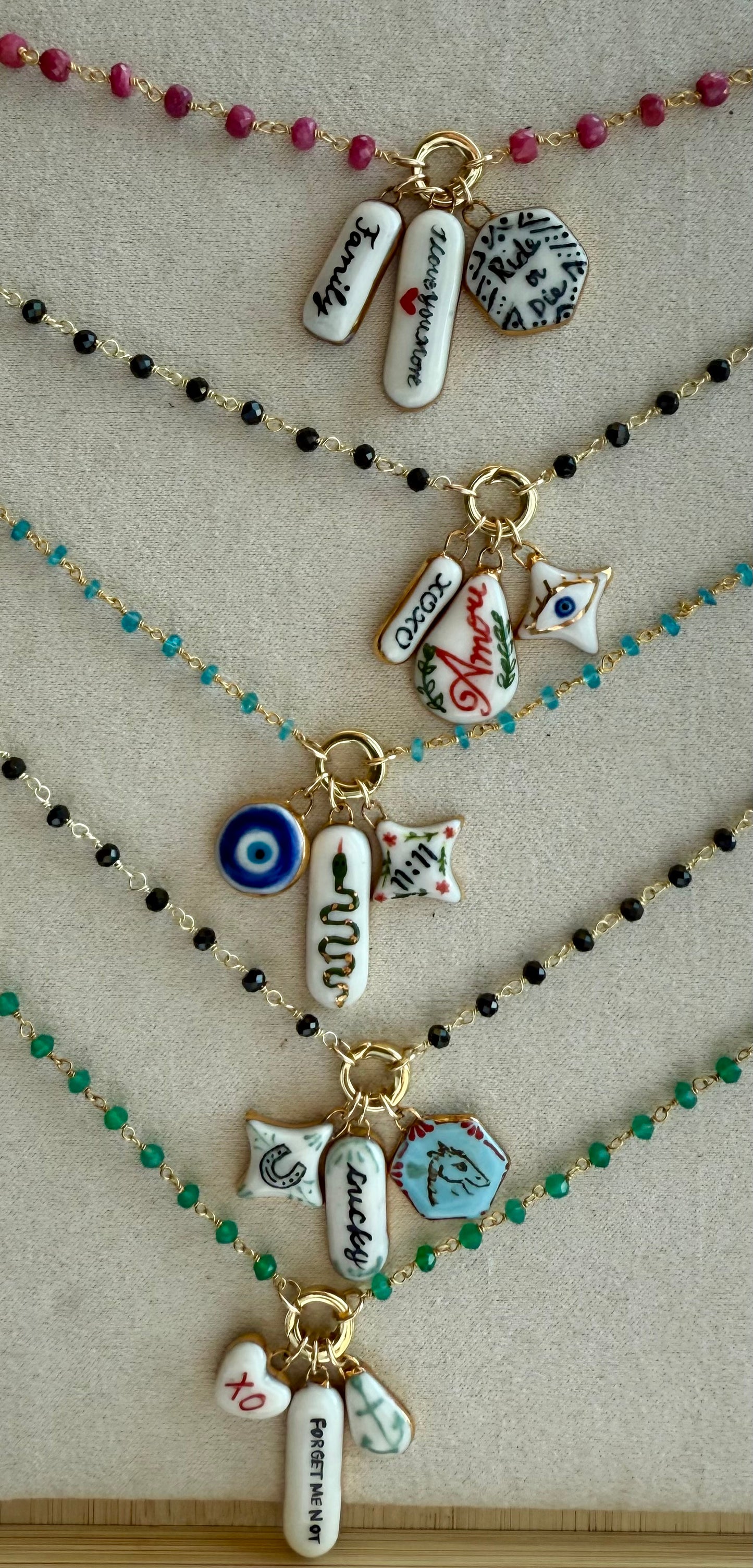 Black Beaded Gold-Filled Chain Necklace