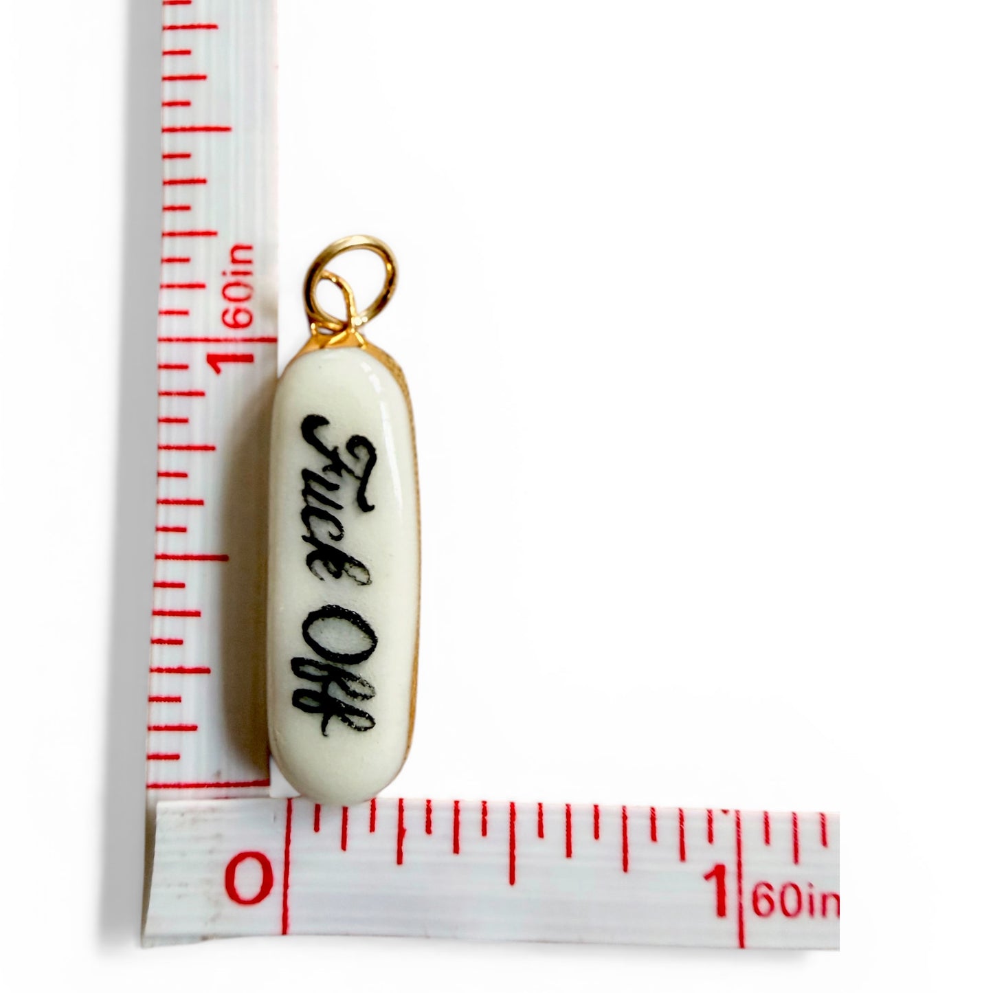 Red Heart, “Fuck Off”, Martini Charm Necklace