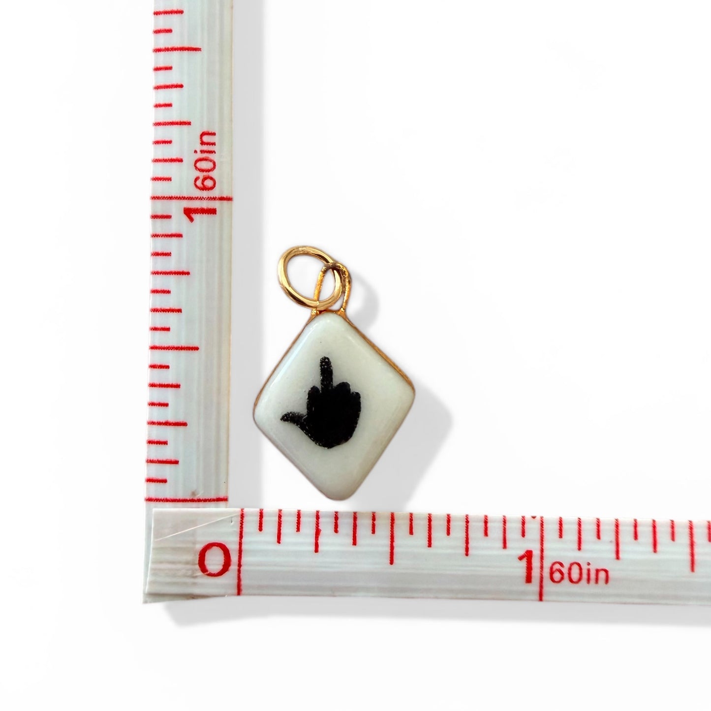 Middle Finger, Strawberry, Old English Charm Necklace