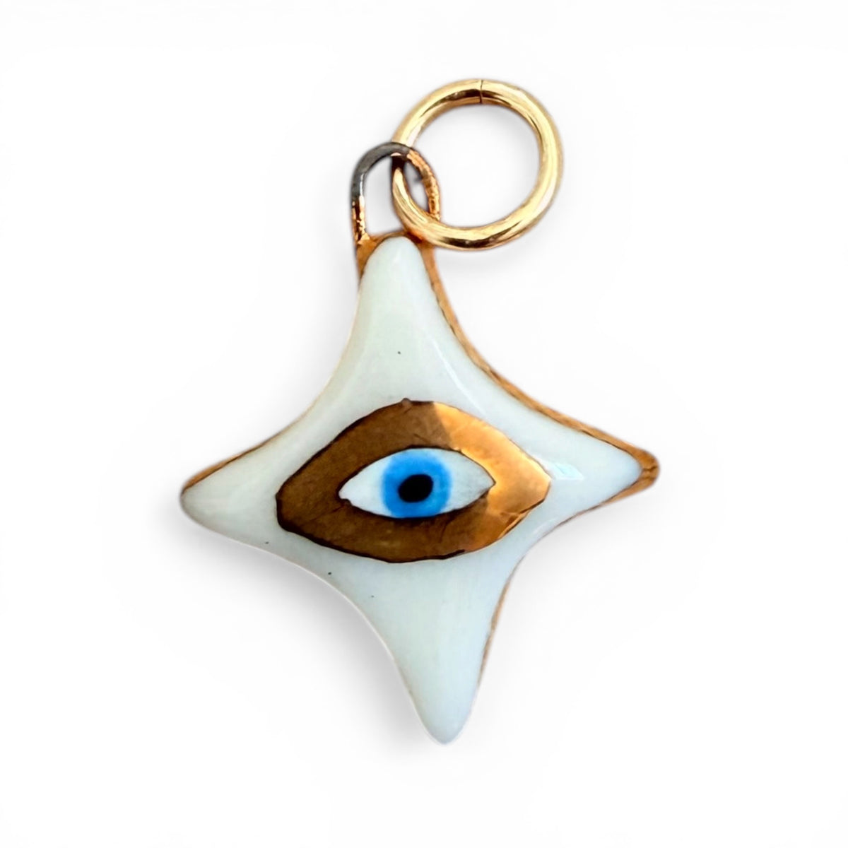 Navy Anchor, Blue Fish, White Evil Eye Charm Necklace