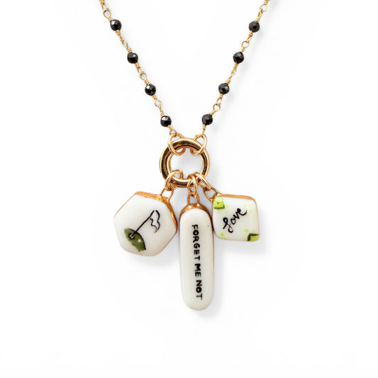 Golf, "Forget Me Not", "Love" Diamond Charm Necklace