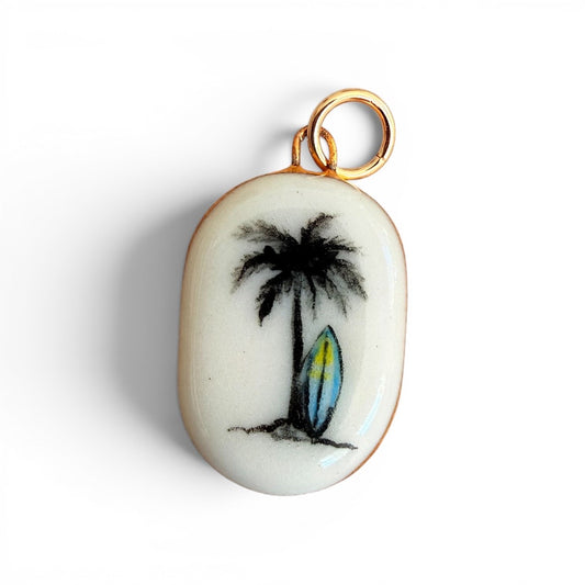 Palm Tree Surfboard Charm