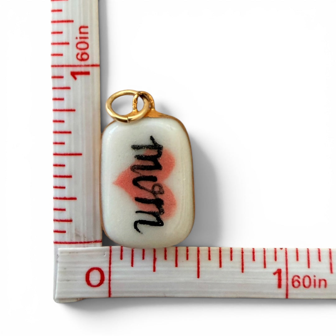White Heart, "Mom" Love, "Love" Bar Charm Necklace
