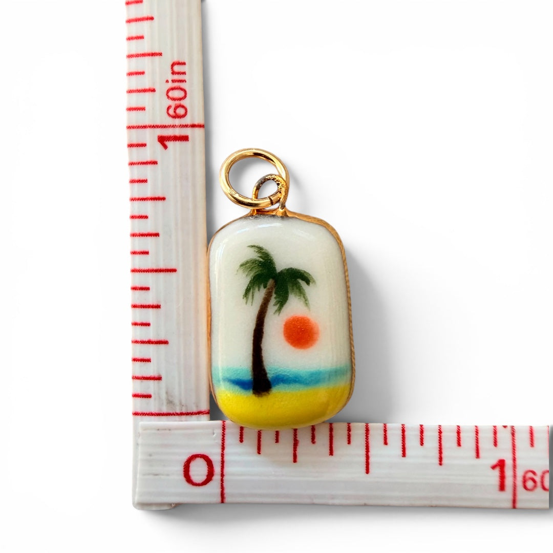 Turquoise Heart, Palm Sunset, Yellow Bolt Charm Necklace