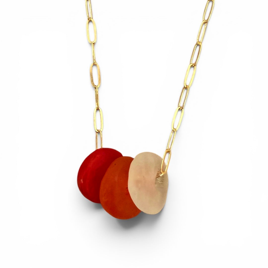Recycled Glass Gold Filled Paperclip Chain Necklace