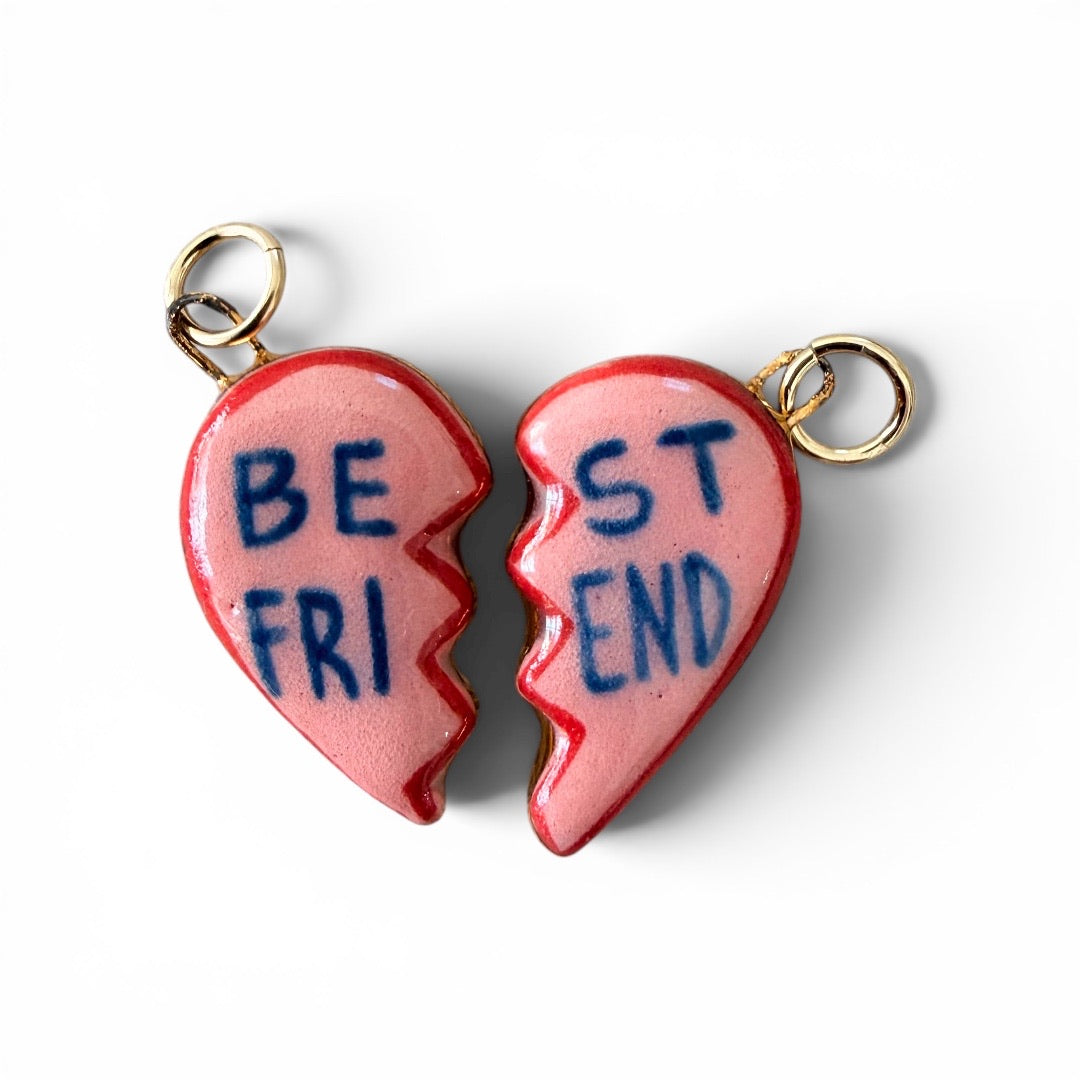 Best Friend Shared Heart Charm