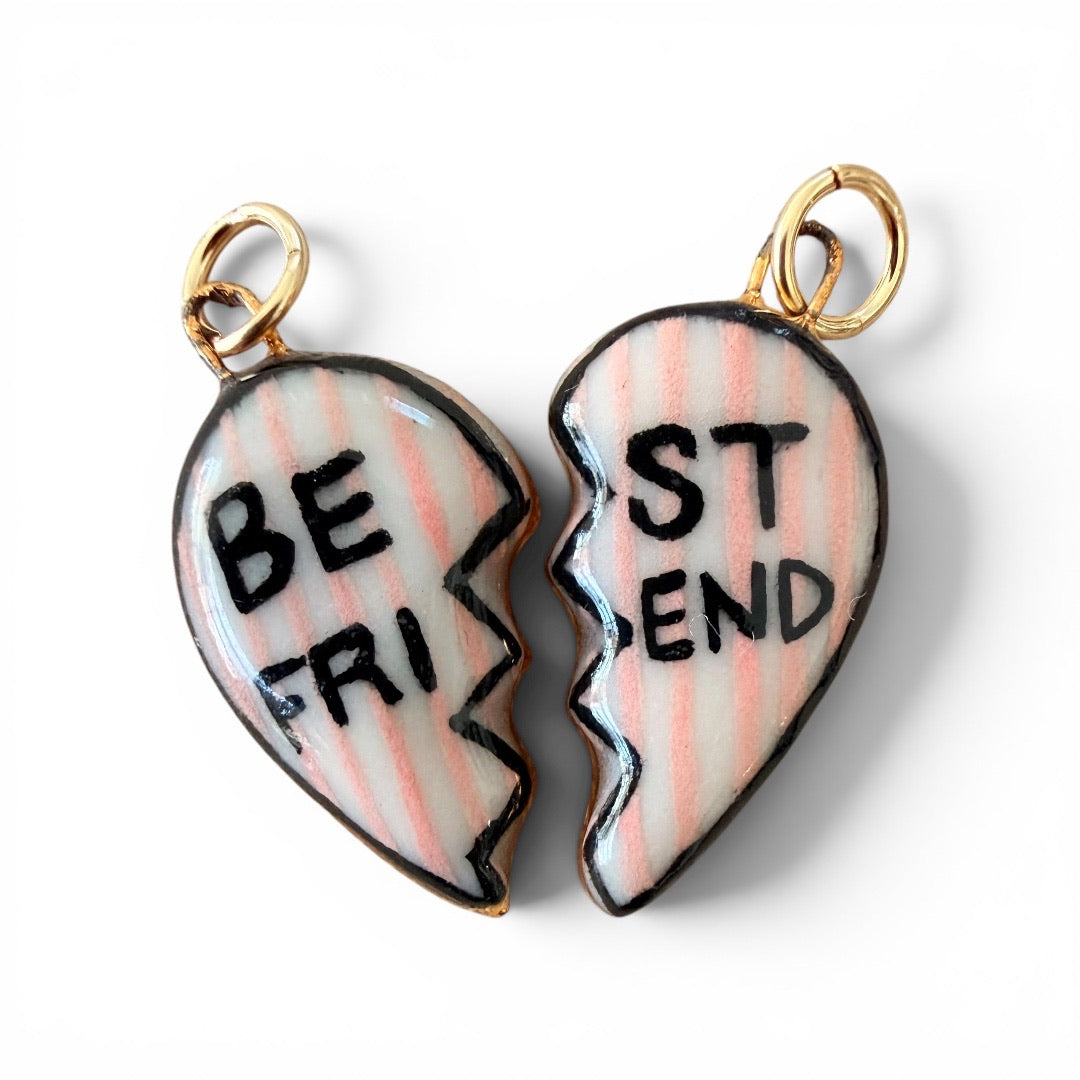 Best Friend Shared Heart Charm