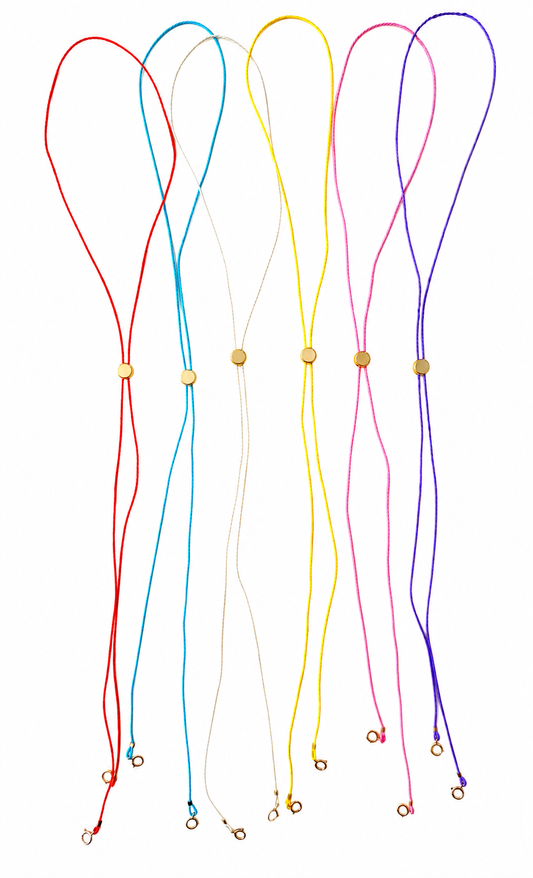 Waxed Cord Slider Lariat Necklace with Double Charm Holders - Pastels and Brights