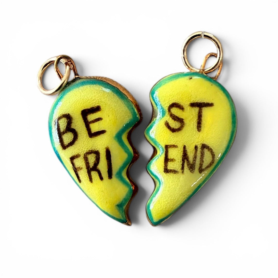 Best Friend Shared Heart Charm