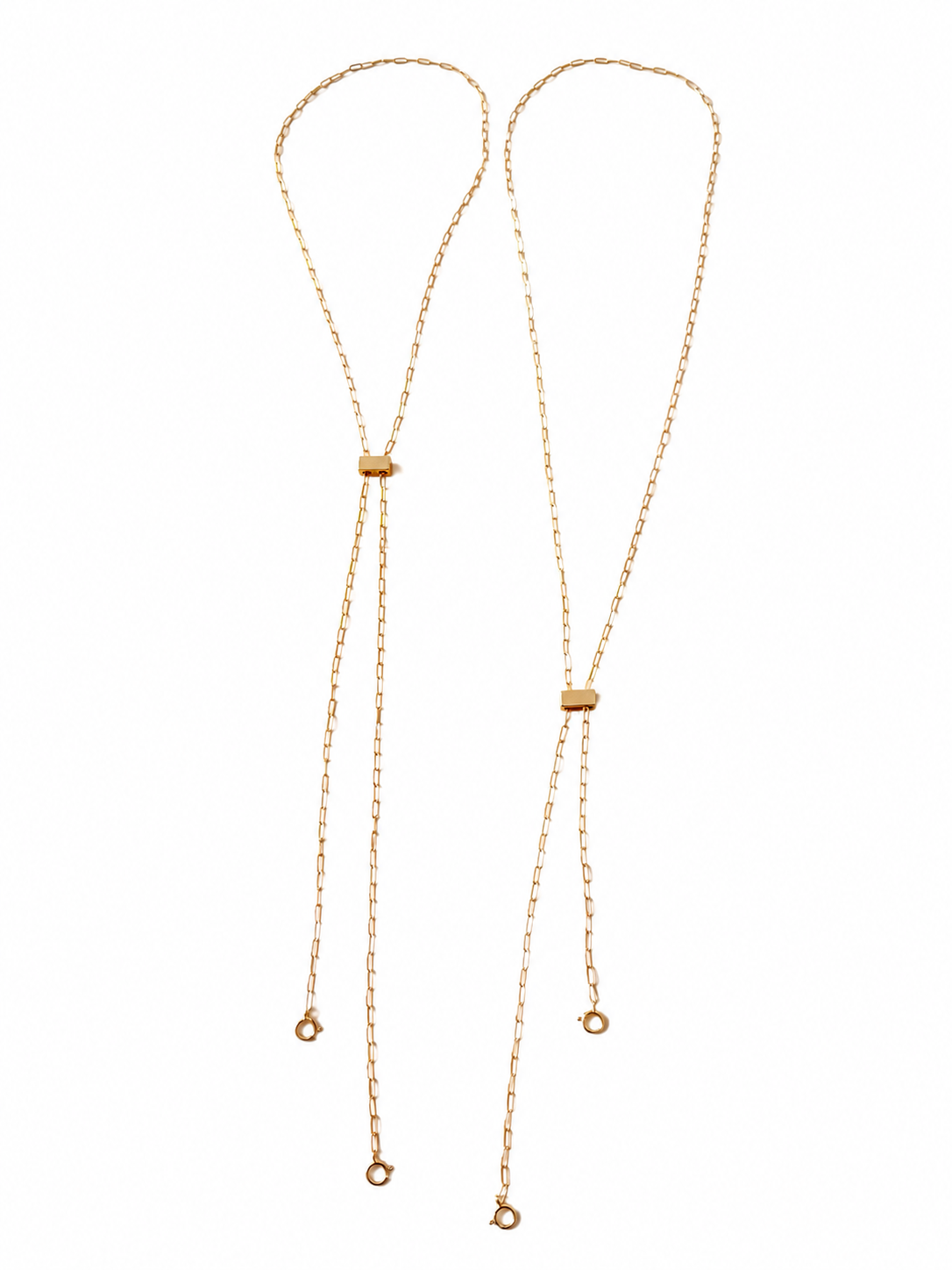 Paperclip Slider Lariat Necklace with Double Charm Holders